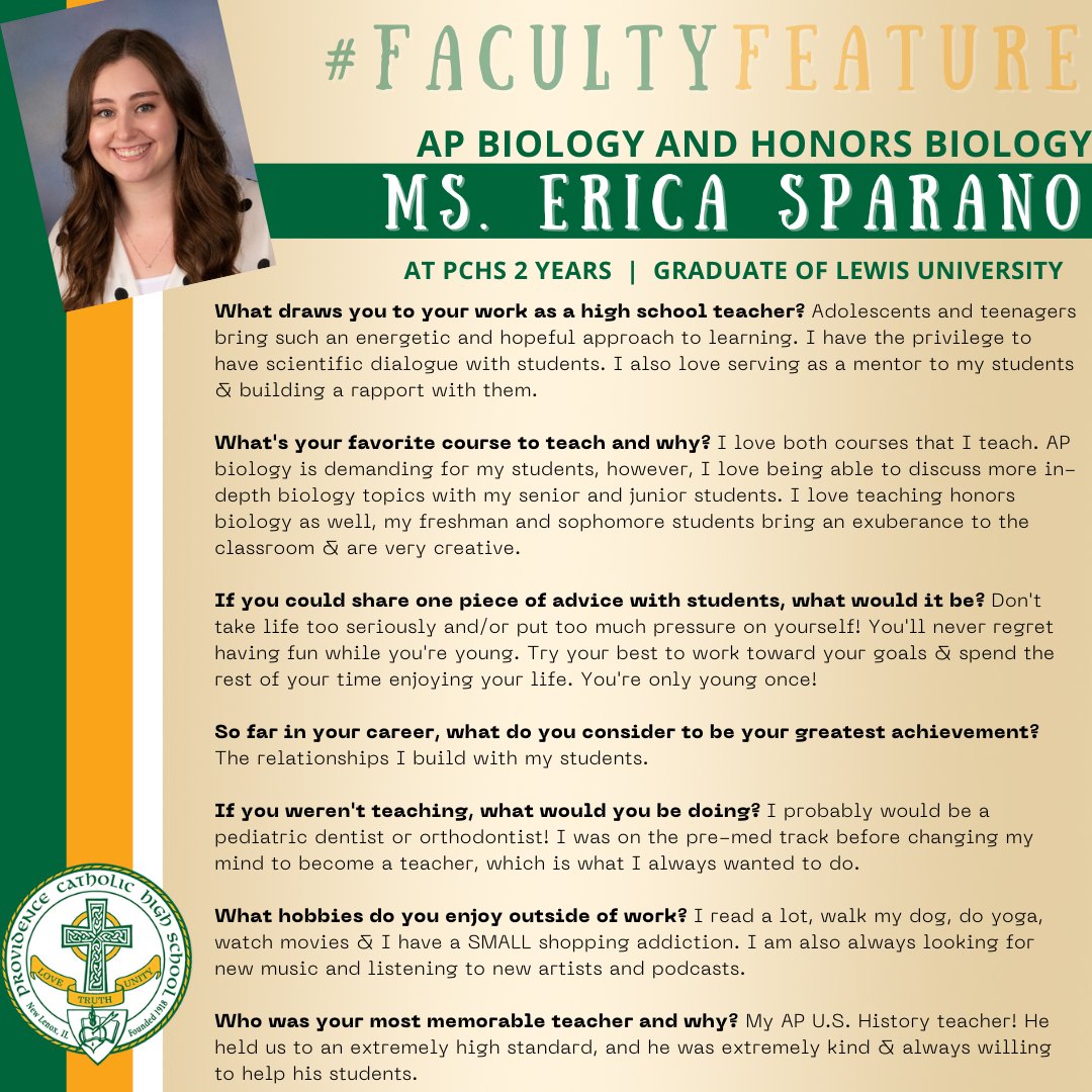 Today, we have seven questions with Ms. Erica Sparano, AP Biology and Honors Biology teacher.